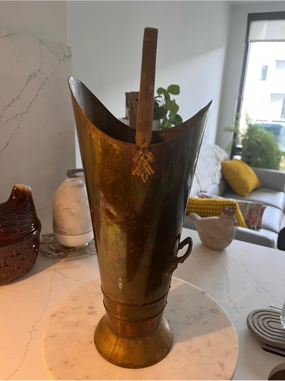 Vintage Brass Copper Coal Scuttle Fireside Bucket Old World